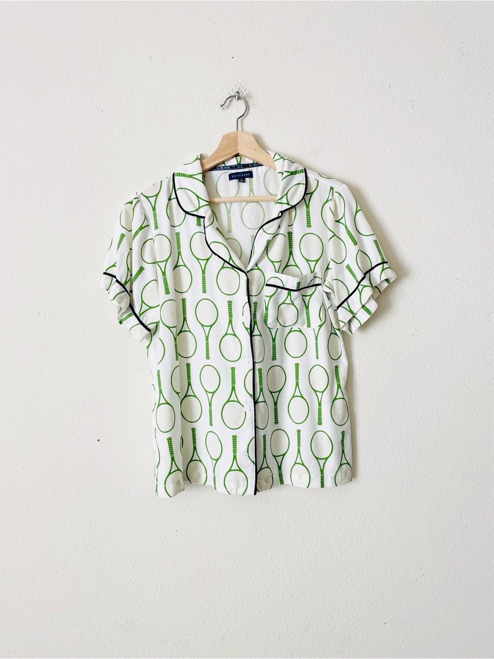 Katie Kime SMALL modal & cotton white green tennis sleep pajama set - Picture 3 of 10